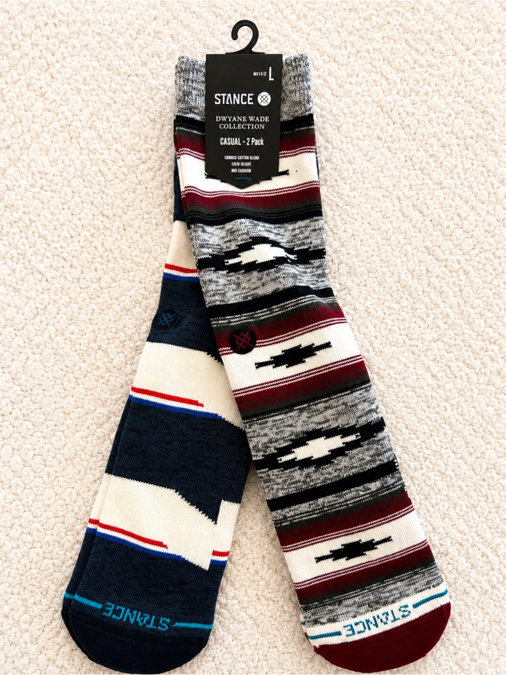 Stance Dwyane Wade Crew Socks  Gray White Red Black